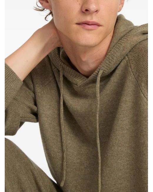 Yves Salomon Green Knitted Hoodie for men