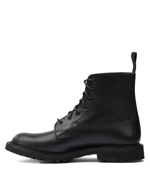 Tricker's Black Leather Biker Boots for men