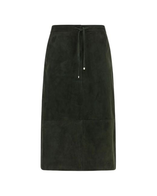 Max Mara Green Suede Midi Skirt