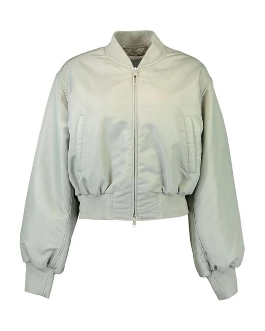 Stella McCartney Green Cropped Bomber Jacket