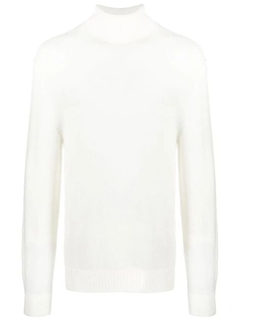 Jil Sander White Roll Neck Knitted Sweater for men
