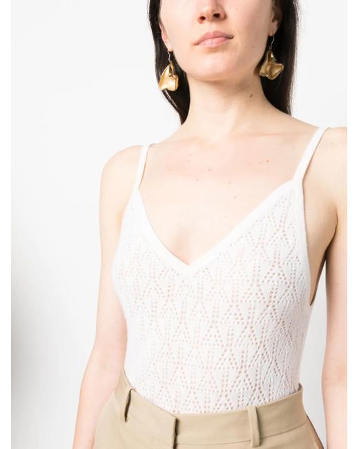 Barrie White Spaghetti-Strap Cashmere Top