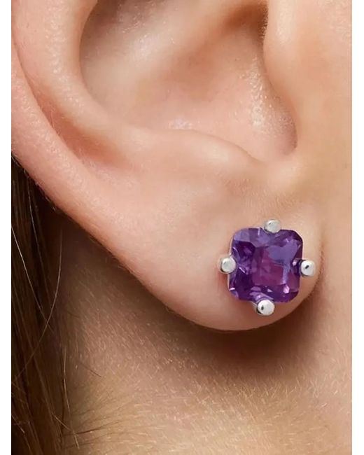 Tous Purple Bear Lgg Amethyst Square-Cut Earrings