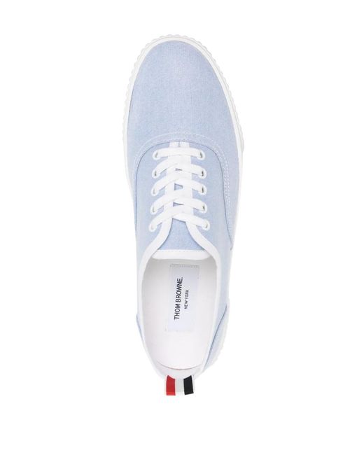 Thom Browne White Heritage Canvas Sneakers for men