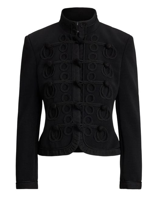 Polo Ralph Lauren Black Klassische Jacke Mit Flechtbesatz
