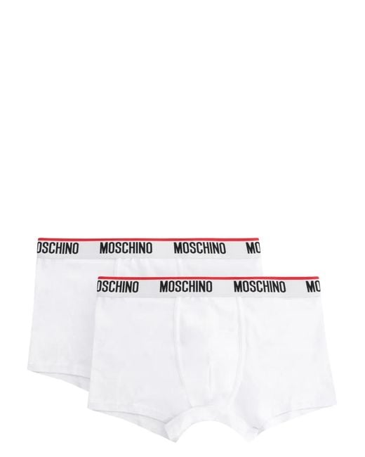 Moschino White Logo-Strap Boxers (Set Of Two) for men