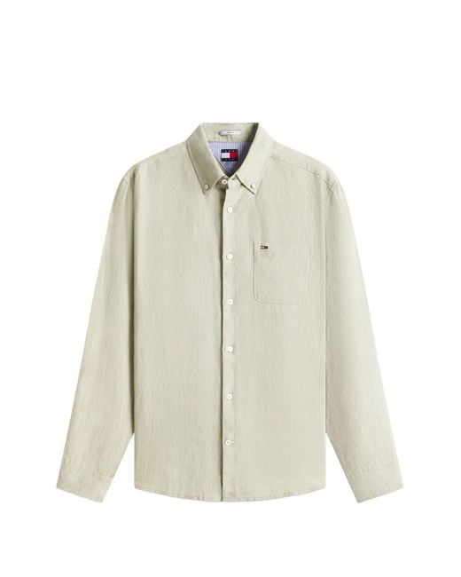 Tommy Hilfiger White Button-Down Chest-Pocket Shirt for men