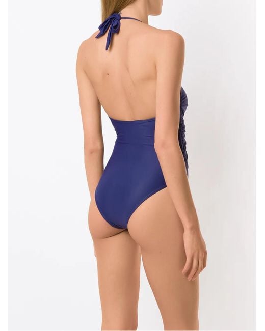 Amir Slama Blue V-Neck Swimsuit
