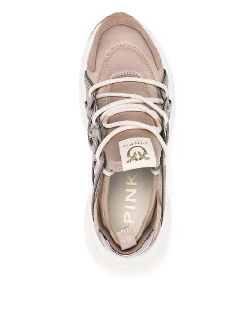 Pinko Brown Ariel Lace-Up Low-Top Sneakers