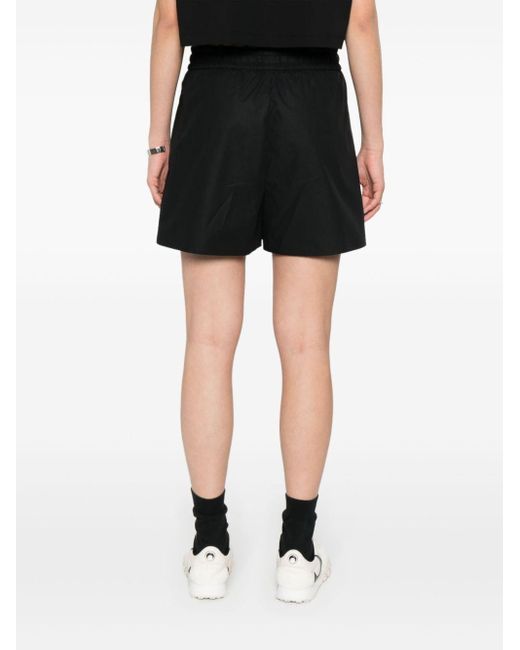 Moncler Black Popeline-Shorts mit Logo-Applikation