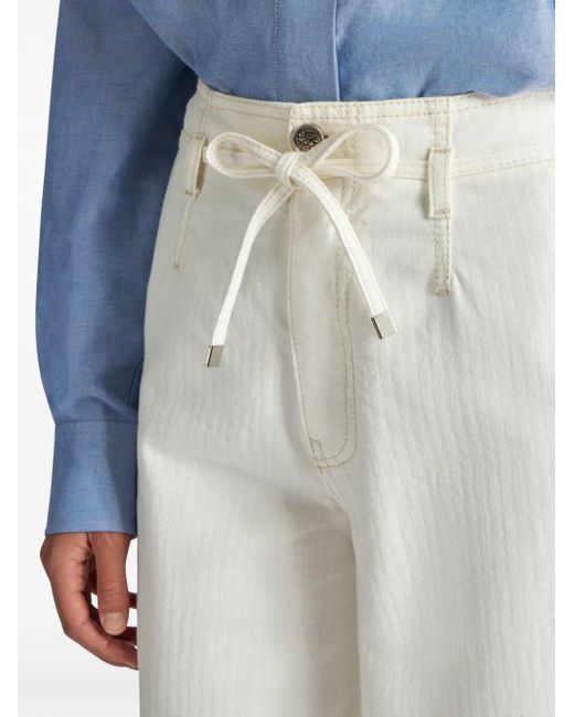 Etro White Wide-Leg-Jeans mit hohem Bund