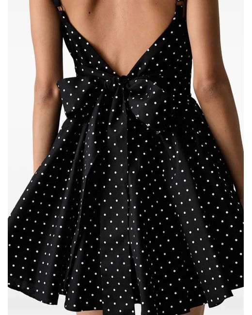 Bardot Black Coletta Polka-Dot Pattern Bow-Detail Mini Dress