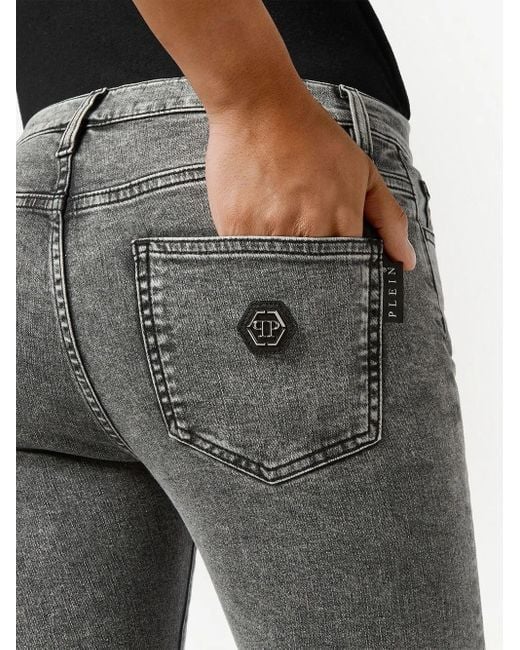 Philipp Plein Gray Cropped Skinny-Cut Jeans