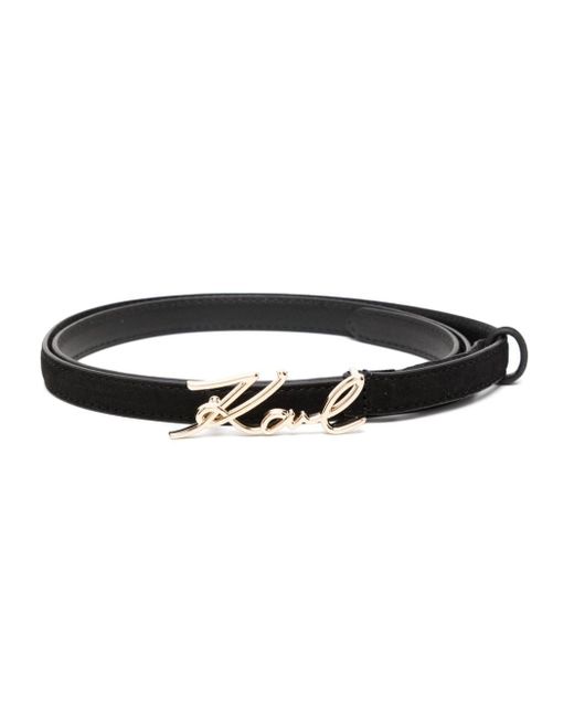 Karl Lagerfeld Black K Signature Leather Belt