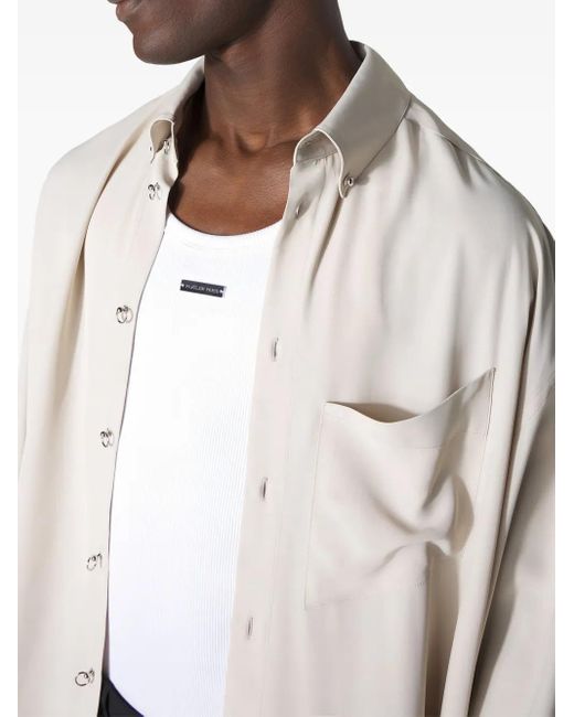 Mugler White Button-Fastening Patch-Pocket Shirt for men