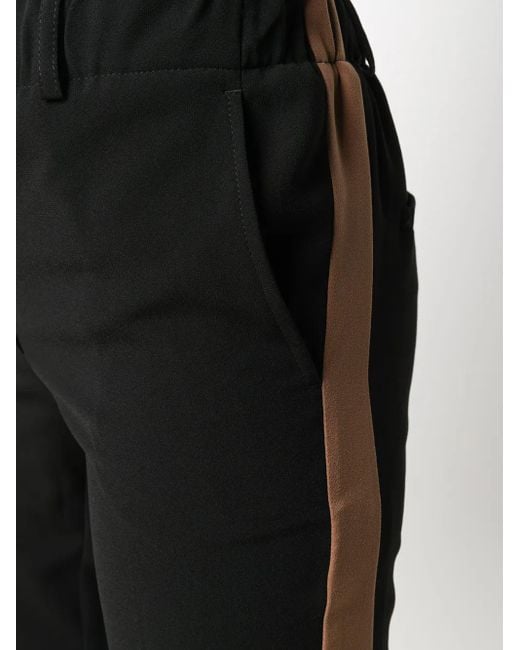 Blanca Vita Black Side-Strip Slim Trousers