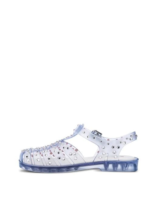 Melissa White Crystal-embellished Jelly Sandals