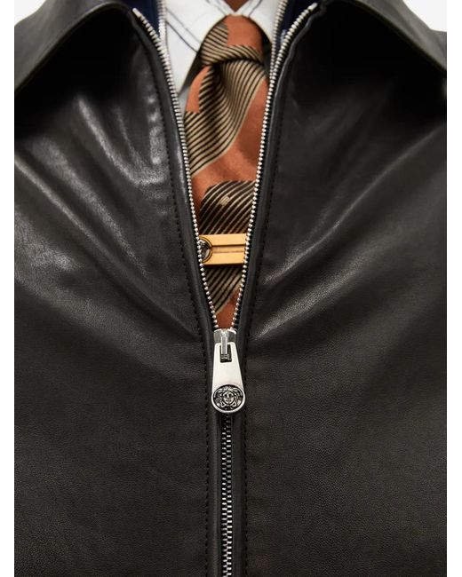 Versace Leren Jack in het Black voor heren