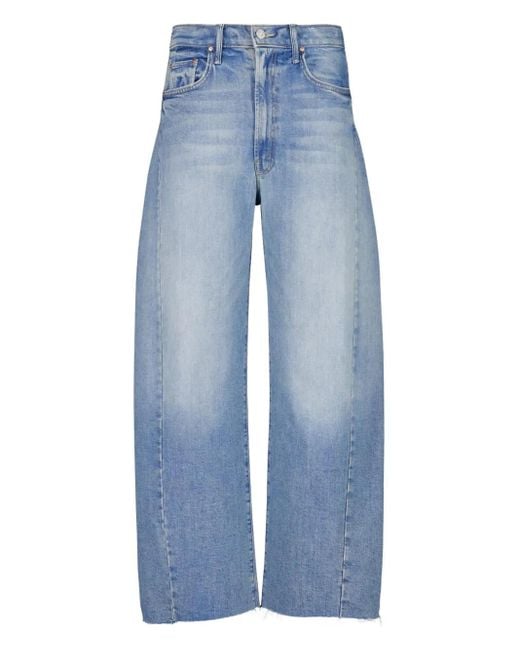 Mother Blue Ausgefranste The Half Pipe Ankle Jeans