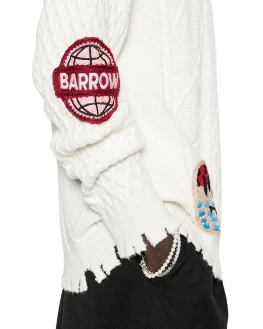 Barrow Distressed-Pullover Mit Patch in White für Herren