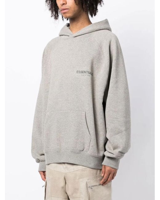 Fear Of God Gray Chest Logo-Print Detail Hoodie for men
