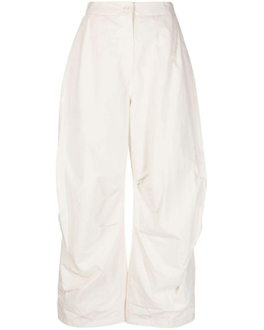 Amomento White Wide-leg High-waist Trousers