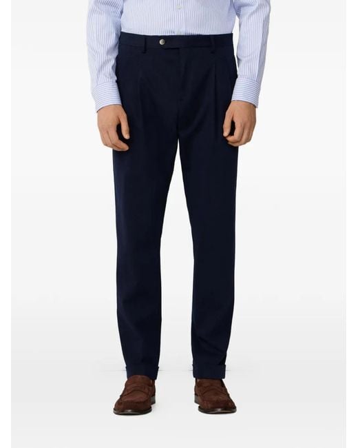 Hackett Blue Double-Pleat Trousers for men
