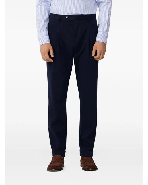 Hackett Blue Double-Pleat Trousers for men