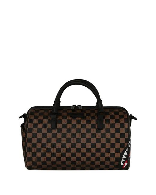 Sprayground Black Check-Pattern Duffle Bag for men