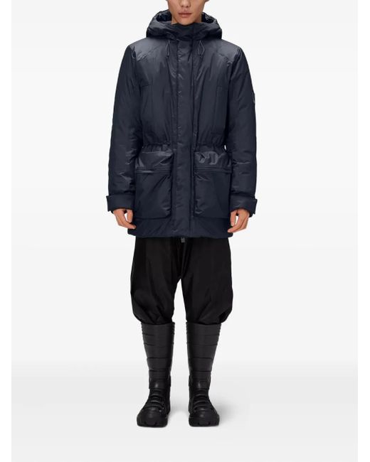Rains Blue Hooded Drawstring Parka