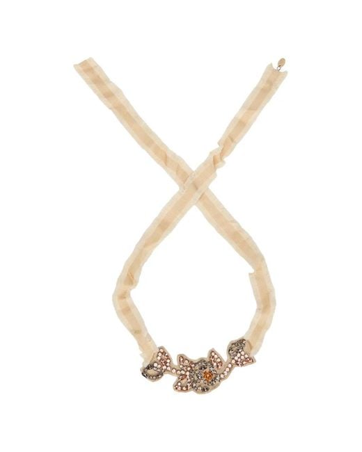 Red(v) Metallic Embellished Ruffled Necklace