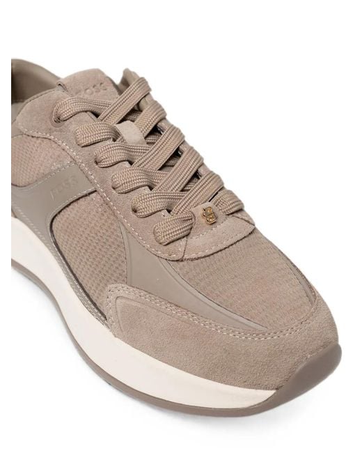 Boss Natural Panelled Low-Top Sneakers