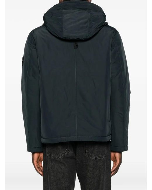 Stone Island Blue Logo-Patch Hooded Jacket for men