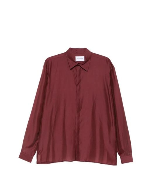 MARSĒM Red Contrast-Stitch Long-Sleeve Shirt for men