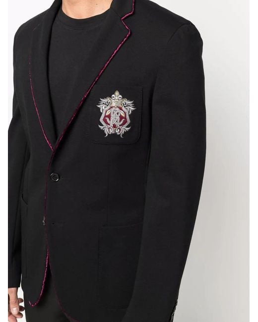 Roberto Cavalli Black Single-Breasted Tailored Blazer for men