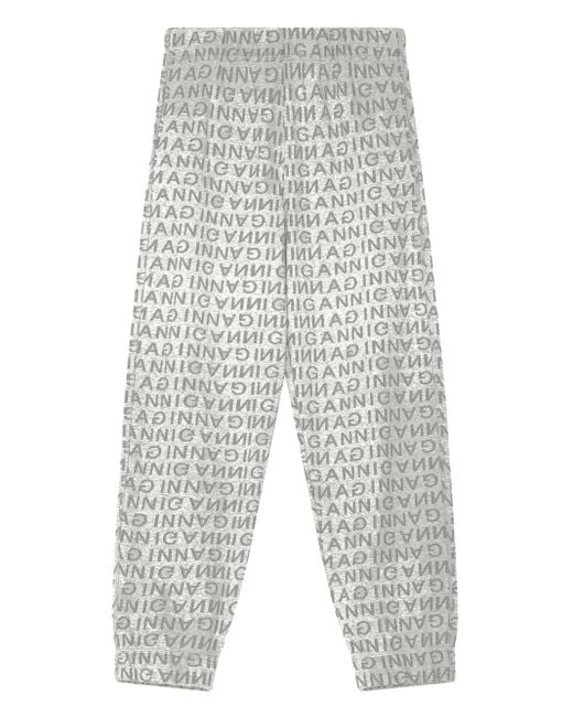 Ganni Gray Logo-Print Track Pants