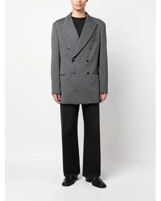 Random Identities Black Double-Breasted Coat for men