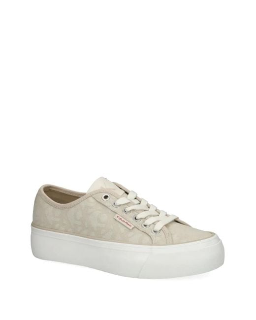 Calvin Klein Brown Platform Logo Low-Top Sneakers