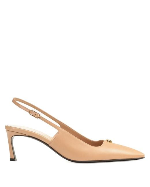 Sergio Rossi Natural Square-Toe Slingback Pumps