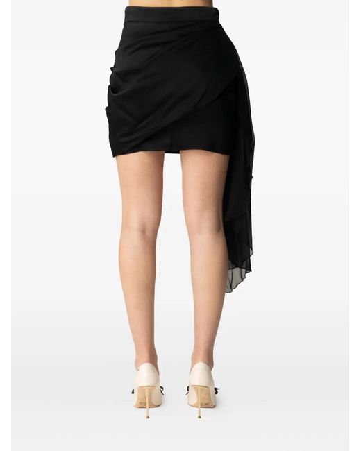 Elisabetta Franchi Black Sash-Detail Draped Mini Skirt