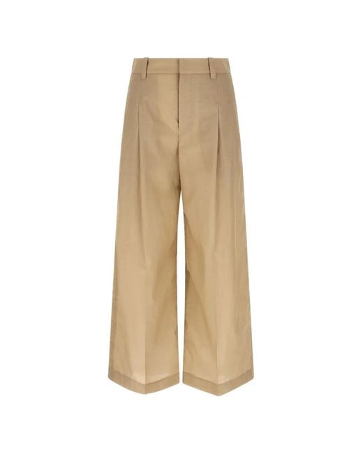 Brunello Cucinelli Natural Monile Pleated Trousers