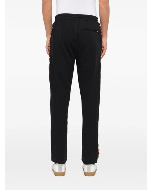 McQueen Black Fringe-Trim Track Pants for men