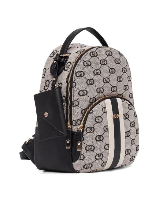 Liu Jo Gray Logo-Pattern Backpack
