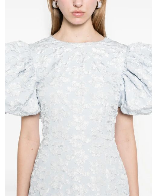 ROTATE BIRGER CHRISTENSEN Blue Light Midi Dress With Jacquard Effect