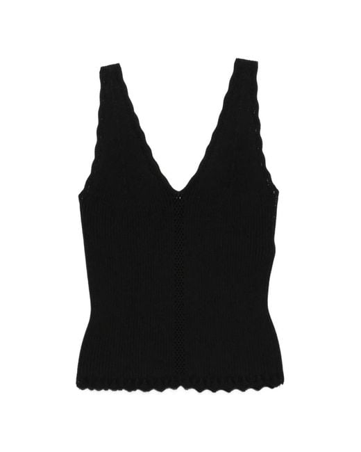 Twinset Black Scalloped-Edge Top