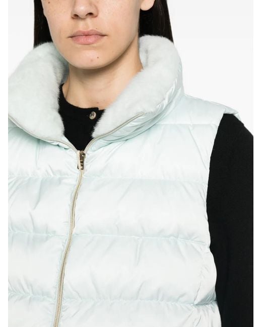 Herno White Quilted Faux-Fur-Trim Gilet
