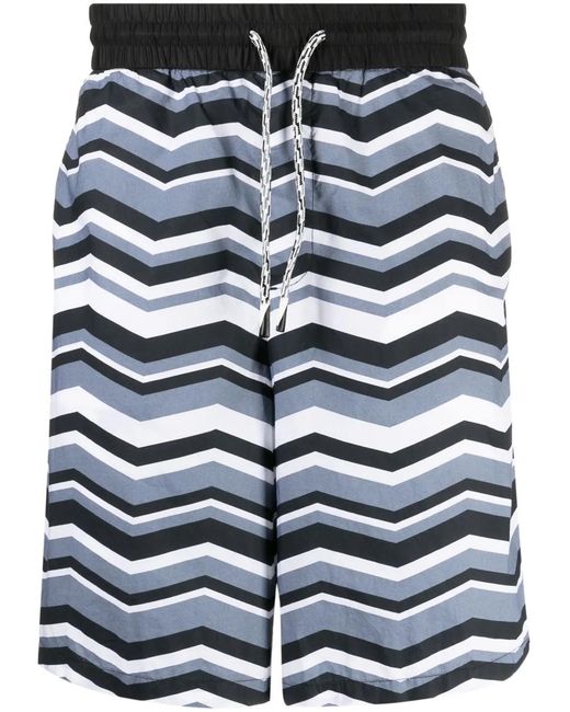 Emporio Armani Blue Zigzag-Print Cotton Track Pants for men