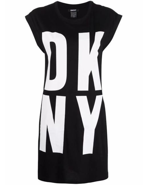 DKNY Black Longline Logo-Print Vest Top