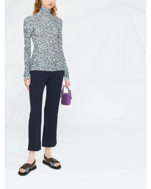 Nanushka Blue Back Cut-Out Patterned Top