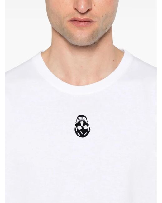 Alexander McQueen T-Shirt Mit Beflocktem Totenkopf in White für Herren